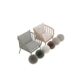 Modern Outdoor Chair With Wooden Frame Armrests And Light Colored Cushion