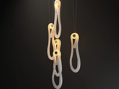 Contemporary Hanging Pendant Light Design Featuring Linked Circular Transparent Structure And Warm Glow 3d model