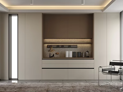 Modern Minimalist Sideboard With Light Strips Sleek Countertop And Storage Cabinets 3d model