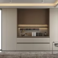 Modern Minimalist Sideboard With Light Strips Sleek Countertop And Storage Cabinets