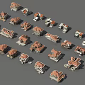Various Detached Villa Architectural Models With Different Exterior And Roof Styles