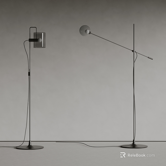 Modern Floor Lamp With Adjustable Arm And Sleek Metal Stand For Interior Decor 3d model 