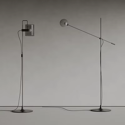 Modern Floor Lamp With Adjustable Arm And Sleek Metal Stand For Interior Decor 3d model