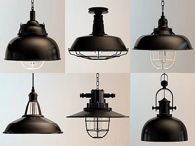 Technology Exhibition Hall Modern Black Industrial Style Lighting Fixtures Decor Design 3d model