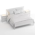 Modern White Bed Bedroom Setup With White Bedside Table And Cozy Bedding 3d model