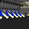 Stage Scaffolding Setup With Lighting Equipment And Structure Components
