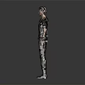 Detailed Red Haired 3D Character Model In Dark Overalls With Brown Boots And Black Gloves