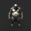 Fierce Monster Game And Movie Character With Spiked Back Bulky Muscular Build And Tattooed Body 3d model