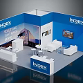 INDEX Modern Exhibition Booth With Blue White Decor Reception Desk Sofa Tables