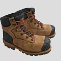 Brown Work Boots with Black Toe Cap Red Black Laces and Thick Durable Sole 3d model