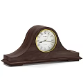 Classic Dark Brown Wooden Mantel Clock With White Dial Roman Numerals And Gold Frame