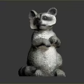 Standing Raccoon Statue With Front Paws Together On Gray Smooth Surface