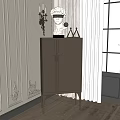 Elegant Console Cabinet with White Bust Decor in Classic Interior near Large Windows