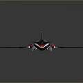 Red and White Model Airplane with Black Accents Yellow Markings and Streamlined Wings