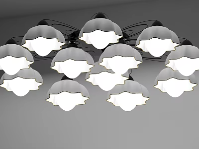 Modern Petal Shaped Ceiling Light with Multiple Lamps Soft Illumination and Black Frame 3d model