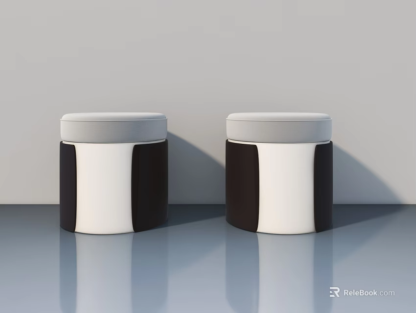 Two Black And White Side Hung Doors With White Top Design On Grey Background 3d model 