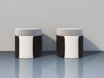 Two Black And White Side Hung Doors With White Top Design On Grey Background 3d model