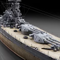 Realistic 3D Render Of A Battleship With Turrets And Deck 3d model