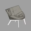 Modern Accent Chair With Light Gray Padded Seat Woven Design And White Legs