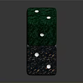 Colorful Household Dice With Green Blue Black Bodies And White Dots