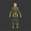 3D Fantasy Character In Blue Robe With Red Hair And Intricate Patterns