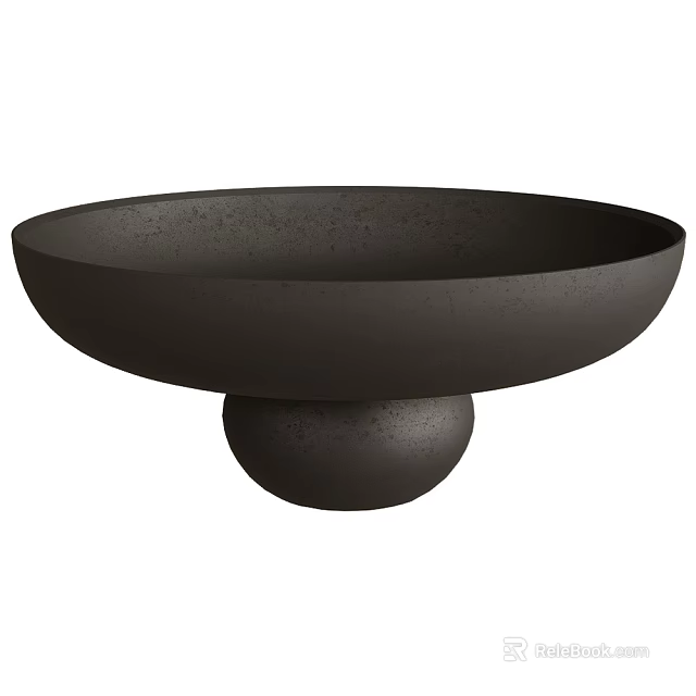 Black Ceramic Bowl With Round Base Modern Decorative Ceramic Vessel Design 3d model