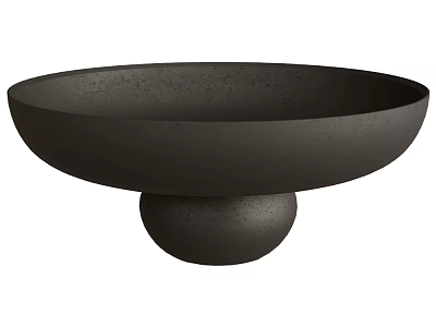 Black Ceramic Bowl With Round Base Modern Decorative Ceramic Vessel Design 3d model