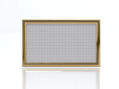 Modern Gold Framed Screen With Minimalist Grid Design And White Background 3d model