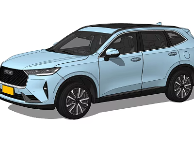 Light Blue SUV with Modern Design Sleek Lines Black Roof and Black Wheels 3d model