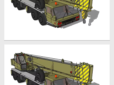 Green Heavy Duty Utility Vehicle With Extendable Crane Arm For Construction Work 3d model