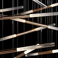 Modern Linear Chandelier With Metal Frame And LED Lights Hanging Design