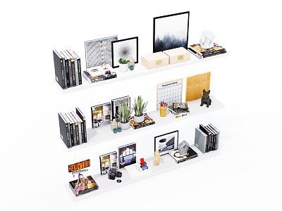 Modern ornaments combination wall shelf model