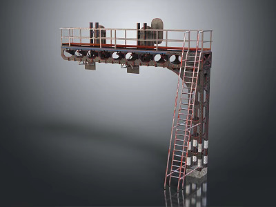 Industrial Building Metal Platform Structure With Railing Ladder And Supports 3d model