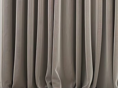 Gray Curtain With Soft Fabric And Elegant Drape For Home Interior Design 3d model