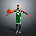 Man in Boston Celtics Green Jersey Number 7 Holding Basketball with Arms Extended