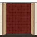 Red Geometric Pattern Textured Accent Wall Design With Wooden Frame And White Walls 3d model