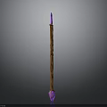 Magic Wand With Wooden Texture Brown Shaft And Purple Tips
