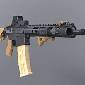Modern Tactical Rifle With Black Handguard Tan Grip Scope And Detachable Magazine