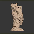Detailed Ivory Colored Sculpture Of Mythical Female Figure With Companion Creature