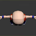 Cartoon Character In Red Martial Arts Uniform With Bald Head Three Dot Eyebrows Standing Pose