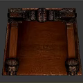 Chinese Style Single Chair With Dark Red Carved Wooden Ornate Backrest And Armrests