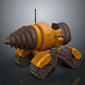 Yellow Industrial Hardware Tools With Spiral Drill Bit And Tracked Undercarriage Structure Design