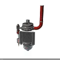 Industrial Metal Equipment With Red Flexible Hose And Valve Regulator
