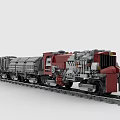 Red And Gray Building Blocks Train With Detailed Locomotive Carriages And Tracks