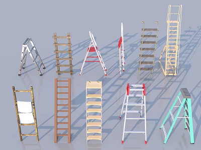 Various Staircase Designs Featuring Different Materials and Styles for Home Interiors 3d model