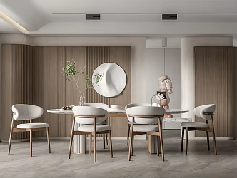 Quiet Restaurant Dining Table and Chair Combination 3d model