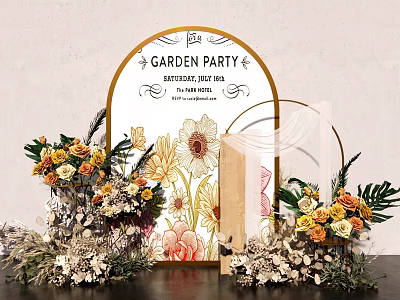 Floral Arrangement Decor for Garden Party Featuring Arch Fresh and Dried Flowers 3d model