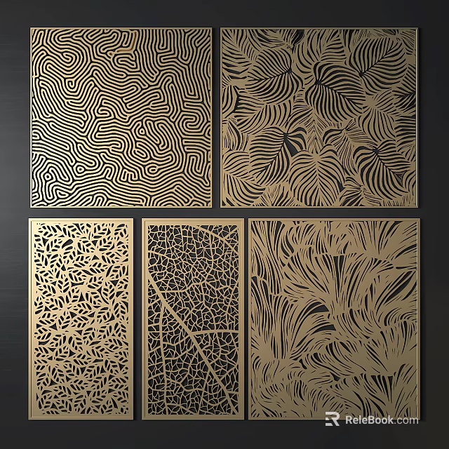 Modern Decorative Partition Panels With Intricate Laser Cut Patterns For Interior Design 3d model 