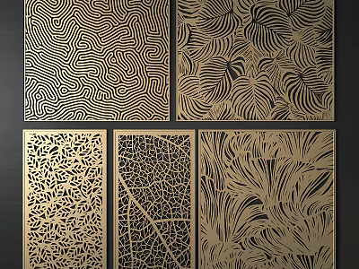 Modern Decorative Partition Panels With Intricate Laser Cut Patterns For Interior Design 3d model