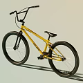Yellow BMX Bike With Black Handlebars And Thick Black Tires Design